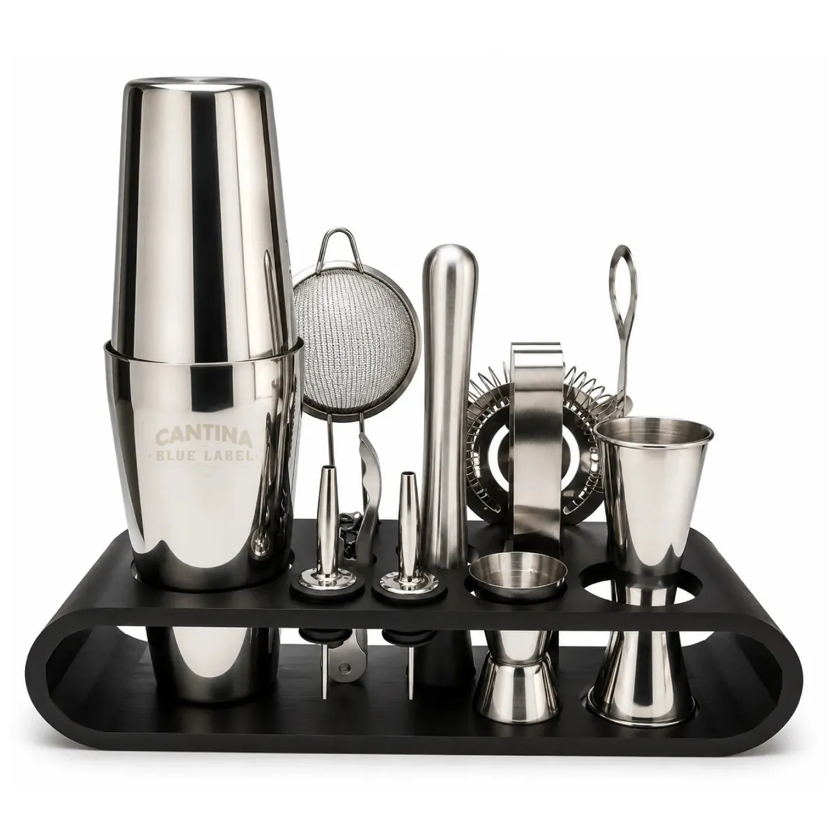 Coctelera Kit Bartender Cantina Boston Shaker 11 Piezas Acero Inoxidable Colador Hawthorne Organizador