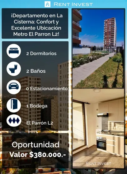 ¡departamento En Arriendo En La Cisterna! | 2d/2b + Bodega |