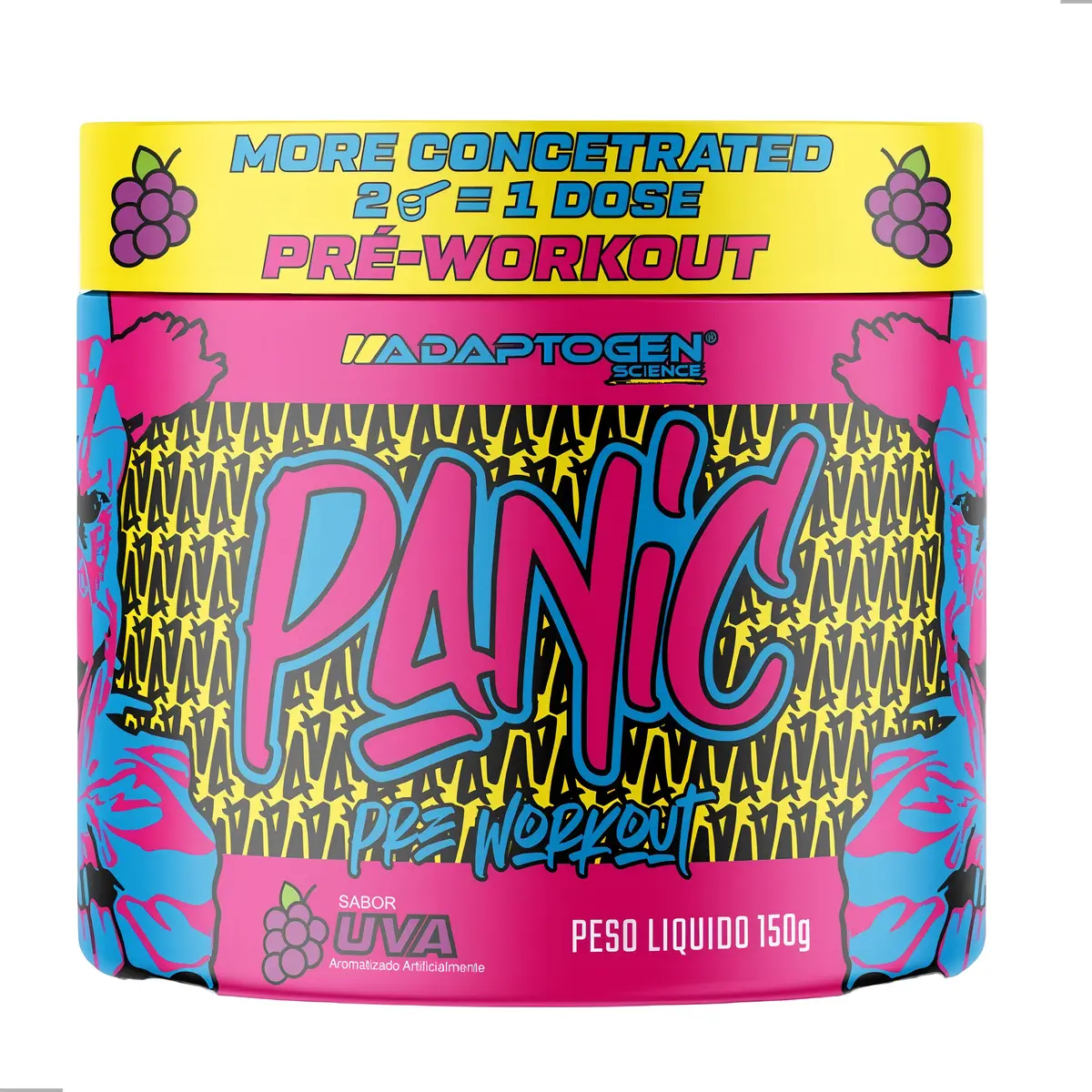Suplemento em pó Adaptogen Science Pré Treino Beta-alanina Panic sabor Uva x 150g