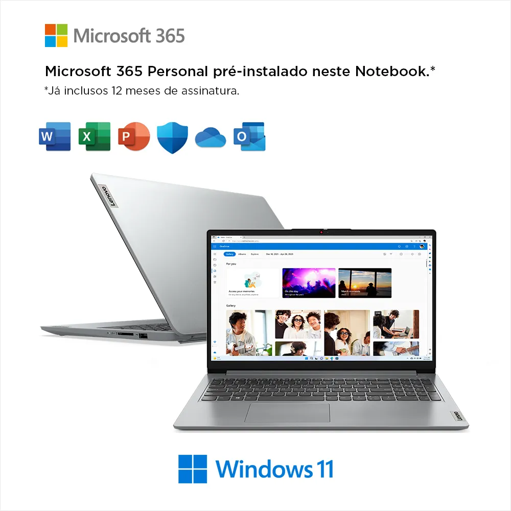 Notebook Lenovo Ideapad 1i Celeron Office 365 4gb 128gb W11