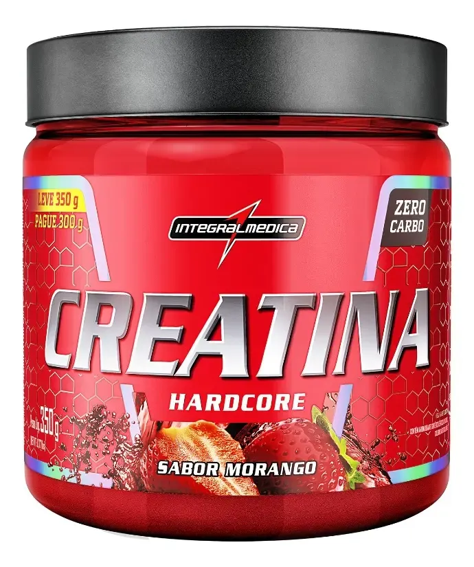 Creatina Hardcore Com Sabor 350g - Integralmedica Sabor Morango