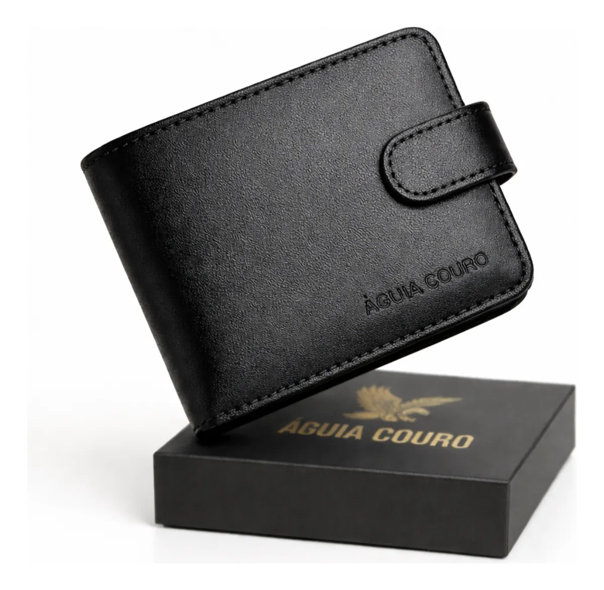 Carteira Masculina Legítimo Águia Couro Com Fecho Preto Home