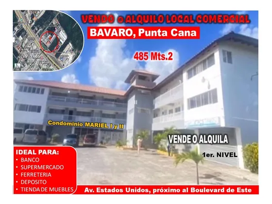 Vendo O Alquilo Local Comercial De 485 Mts.2 En Bavaro,  Av. Estados Unidos De Bavaro, Punta Cana, Oportunidad