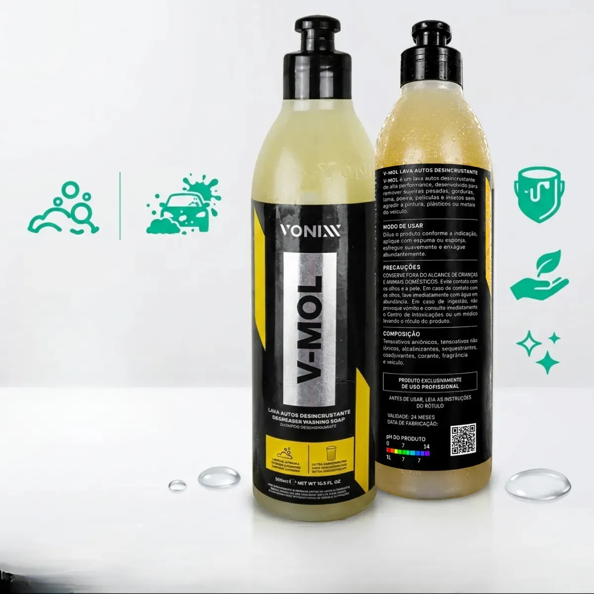 V Mol Shampoo Lava Autos Desengraxante 500ml Vonixx Biodegradável - foto 6