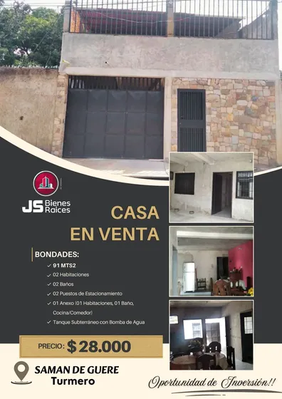 Se Vende Casa En Saman De Guere, Turmero, 007jsc
