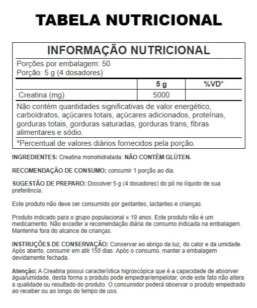 Creatina Creapure 250g Growth Supplements sem Sabor em Pó suplemento Esportivo