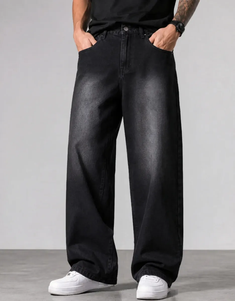 Calça Jeans Masculina Larga Baggy Grande Reta Balão Wide