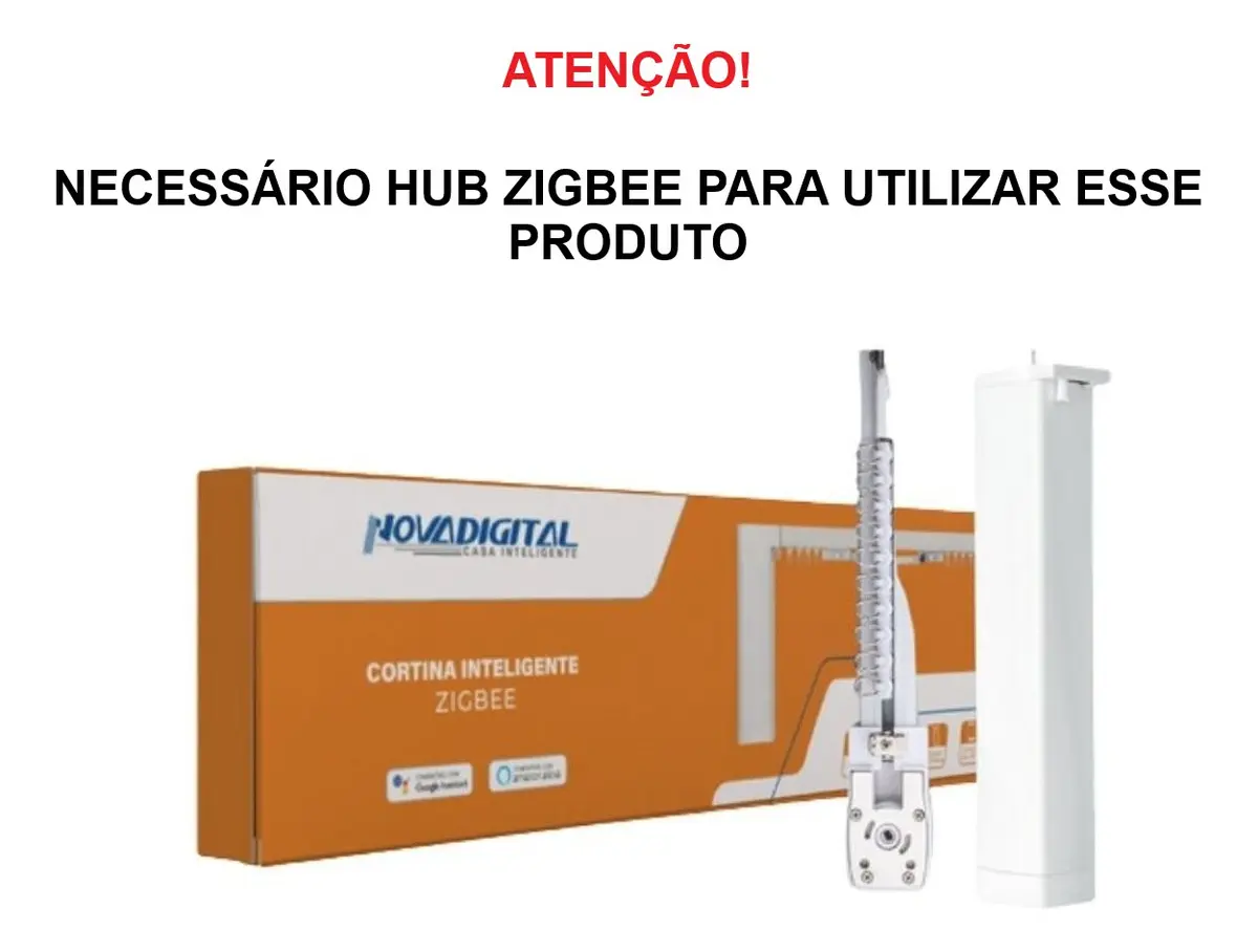 Cortina Inteligente Motorizada Zigbee Novadigital ZC-GM42 Automação Trilho até 4.1m Compatível com Alexa e Google Home Cor Branco