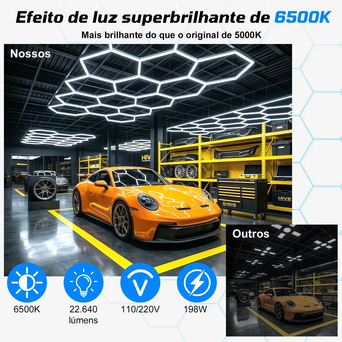 Luminária Led Hexagonal Colmeia 14 Células Branco 127/220V — foto 3