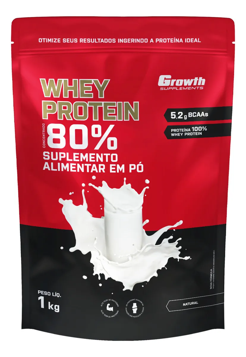 Whey Protein Concentrado 1kg Growth Supplements - Natural