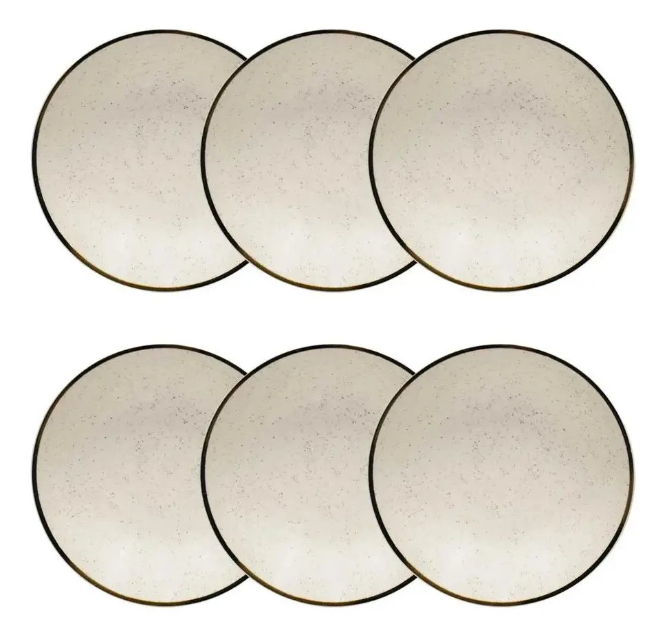 Jogo 6 Pratos Fundos Rustico Brisa 20,5cm Oxford Porcelanas
