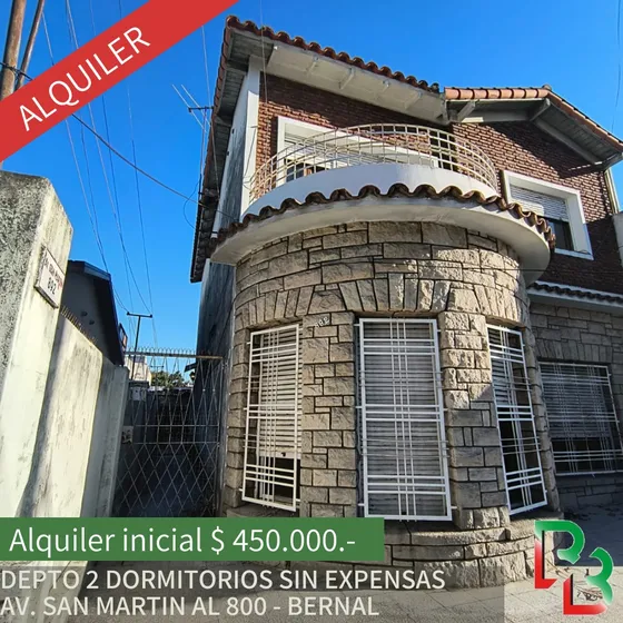 Bernal Alquila Depto 2 Dormitorios Sin Expensas