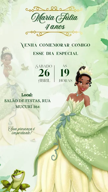 Convite Digital Princesa E O Sapo