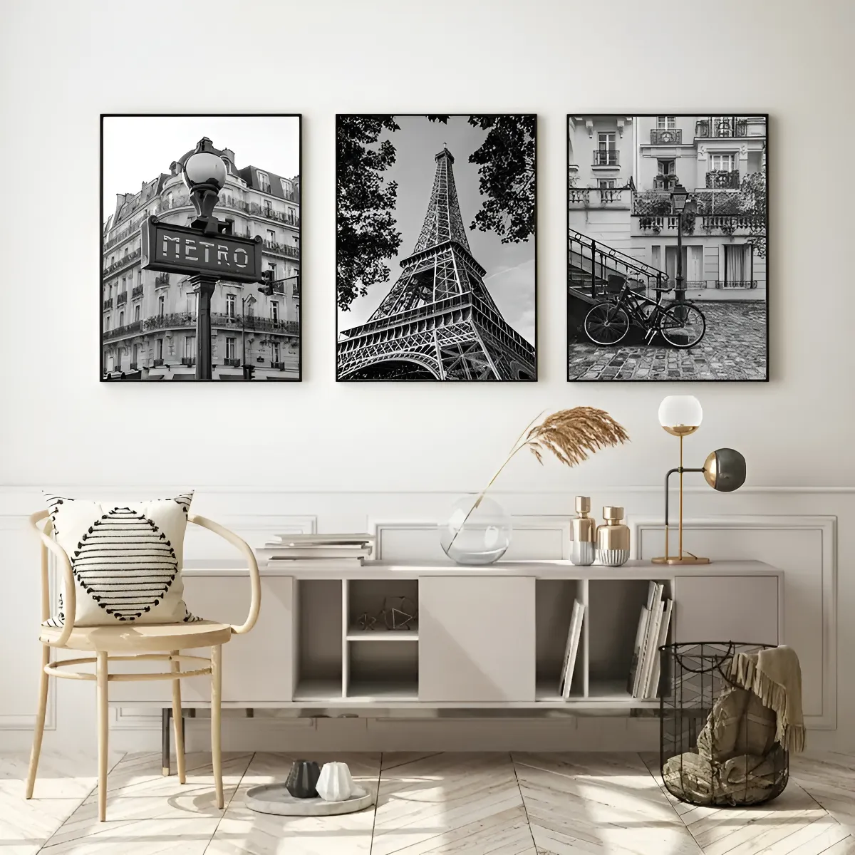 Kit 3 Quadros Decorativos Torre Eiffel Paris Sala Escritório