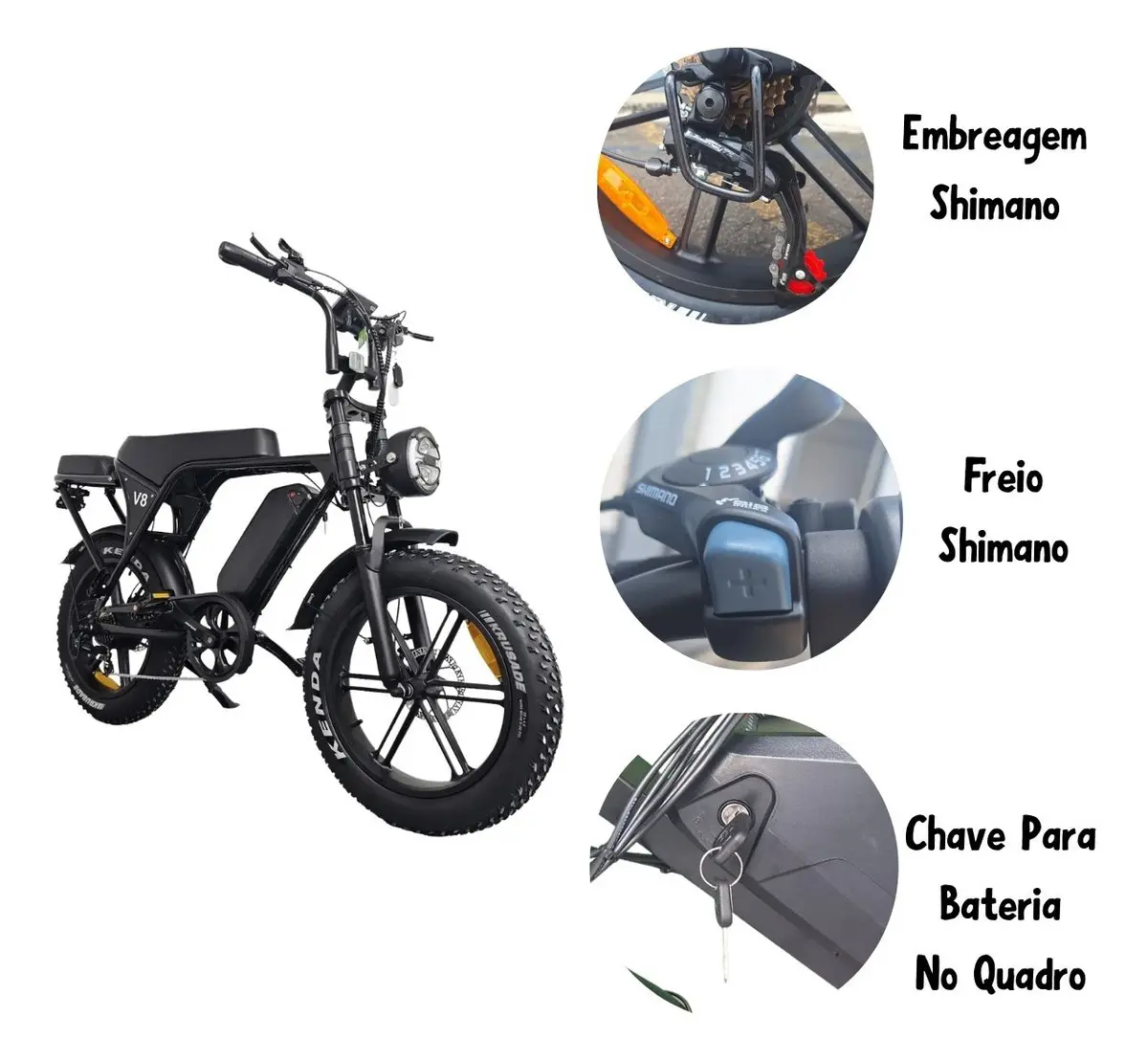 Pneu off-road da bicicleta elétrica Starmega V8 com especificação 20x4.0