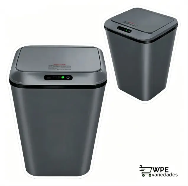 Lixeira Inteligente Sem Contato Sensor Infravermelho + USB Recarregável, Cinza Escuro 16L para Casa e Escritório.