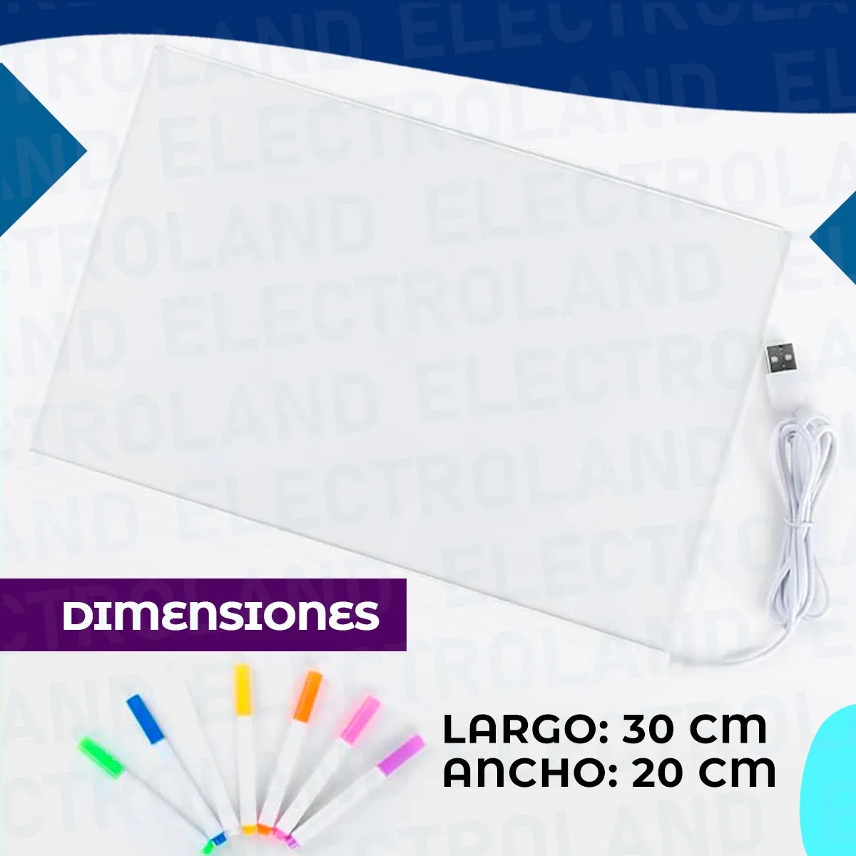 Pizarra Magica Luz Led Usb Acrilico Anotador Dibujo Lampara