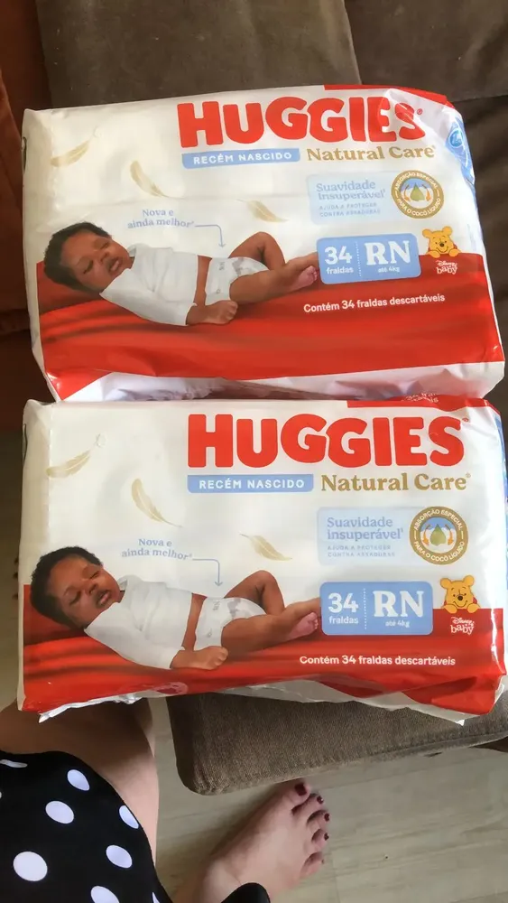 Huggies Fralda Descartável Premium Natural Care RN 34 Unidades
