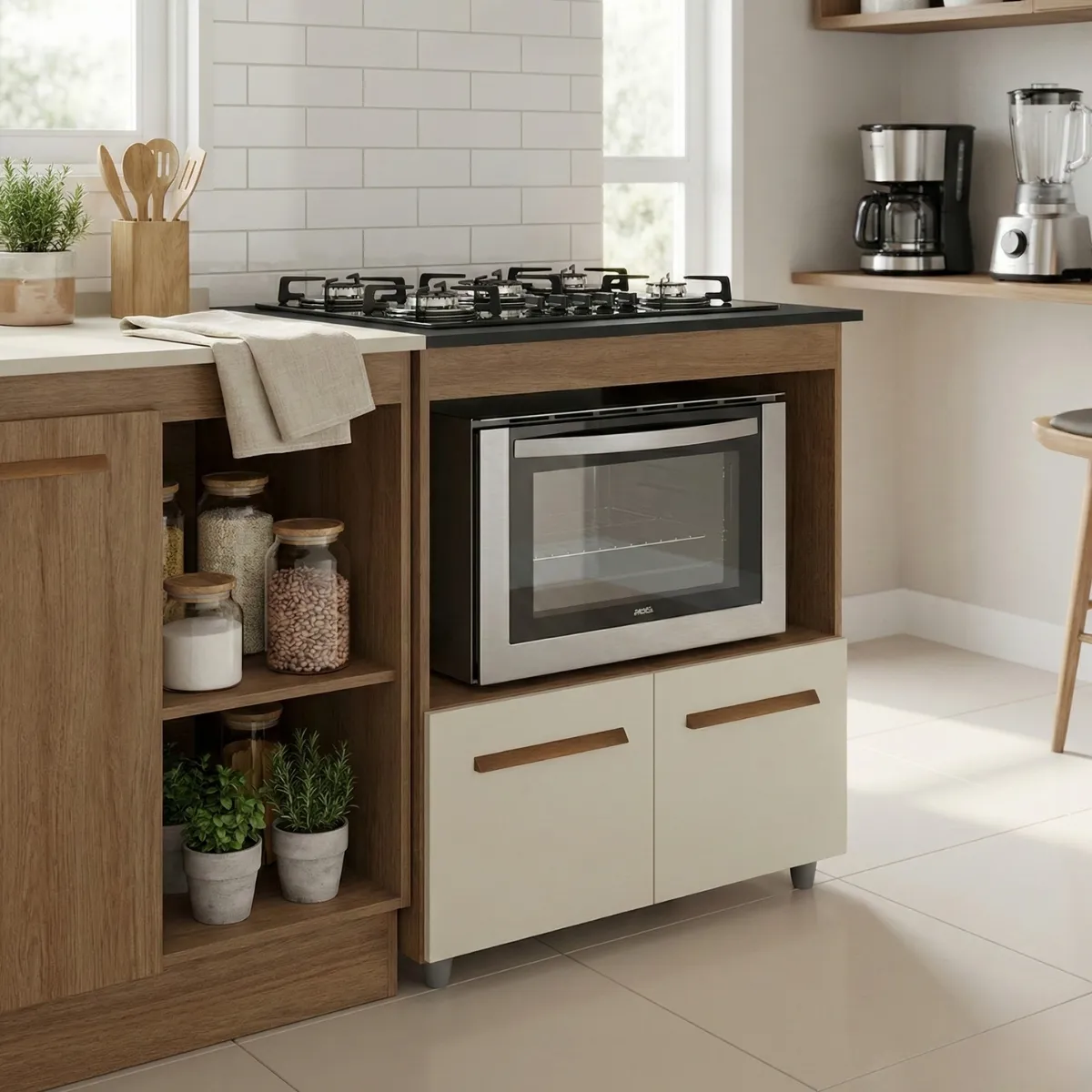 Suporte P/ Cooktop Cozinha Compacta Fogão Suporte Gabinete - Imagem 4