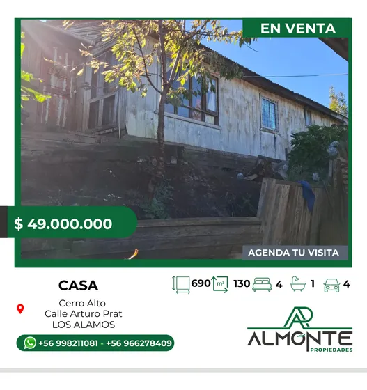 Propiedad  690 M2  Ubicada En Cerro Alto   Los Alamos
