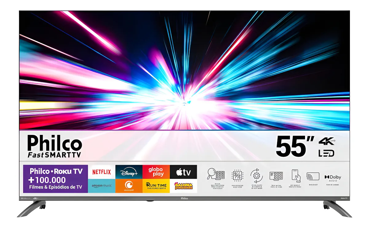 Smart Tv 55 Philco 4k Uhd Led Roku Tv Dolby Audio P55cra