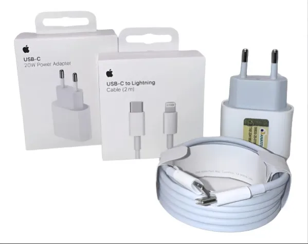 Cabo De Carregador + Fonte Para Iphone Lightning Usb-c (2m)