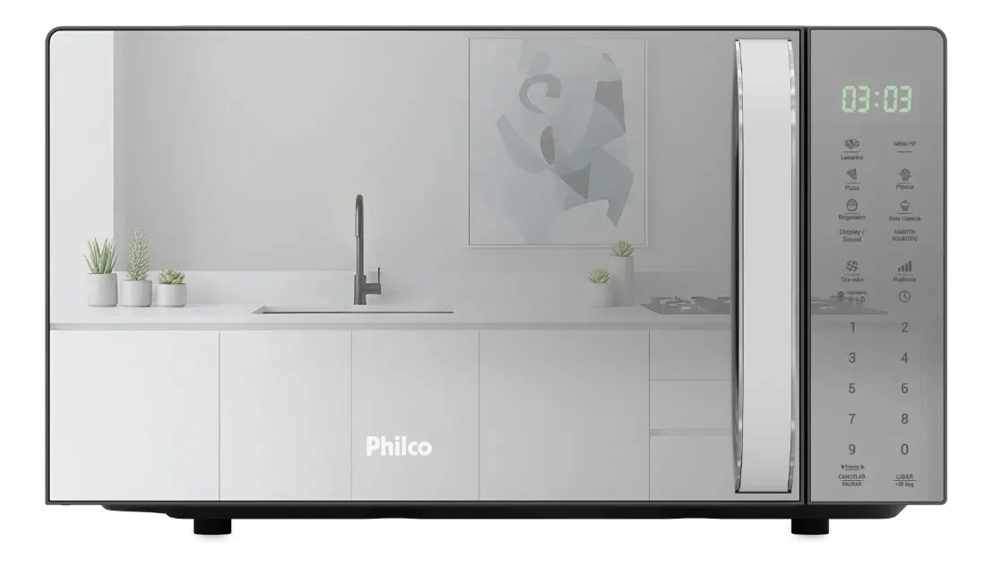 Micro-ondas Philco 20L Espelhado Limpa Fácil PMO24S 127v