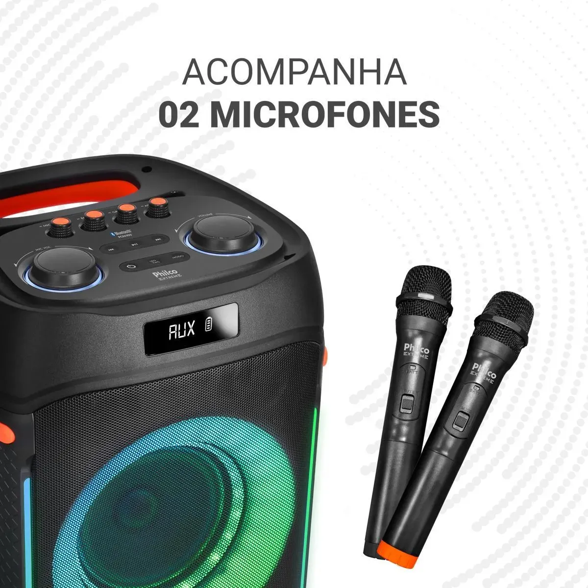 Caixa Som Philco Extreme 1200w Connection Tws Pcx6900 2 Mic Preto 127/220v