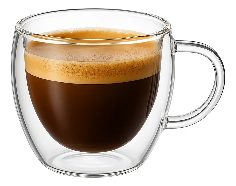 Xícara Vidro Premium 80ml Café Expresso Parede Dupla Luxo