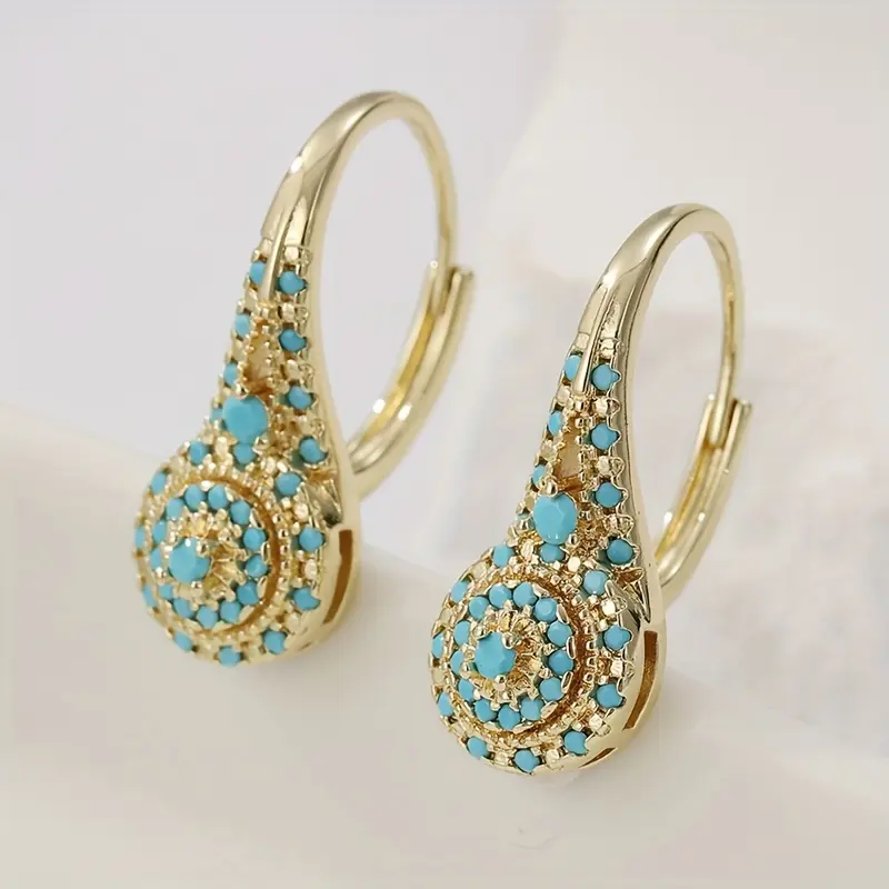 Brincos Elegantes Em Turquesa Falsa | Estilo Versátil U — foto 2
