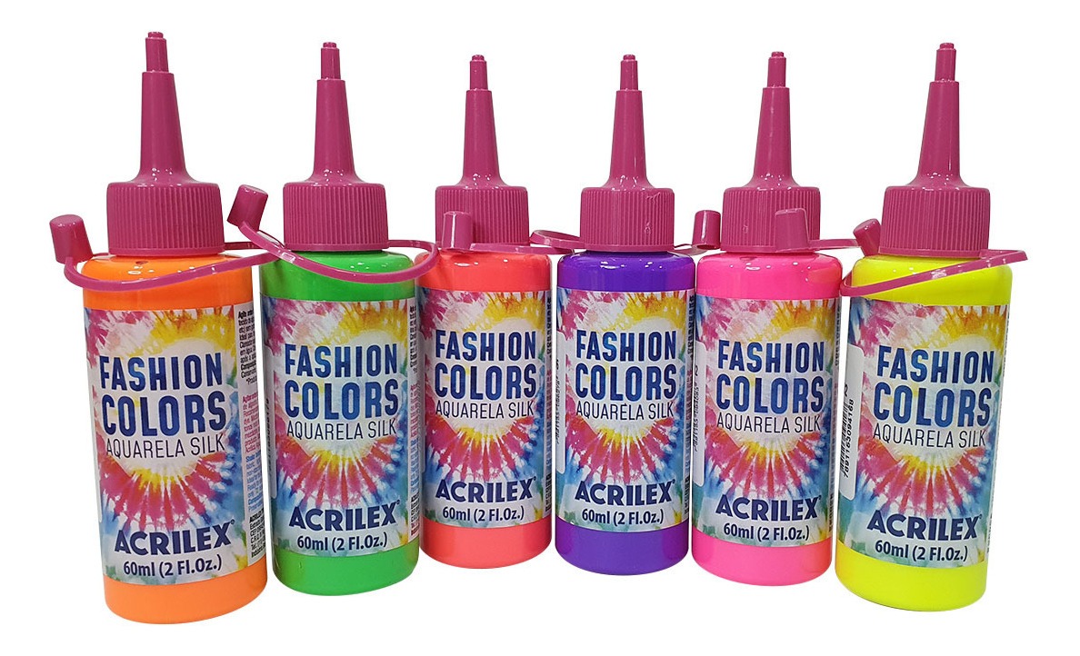 Tinta Tie Dye Aquarela Silk Acrilex Kit 6 Cores Neon 60 Ml Mercadolivre