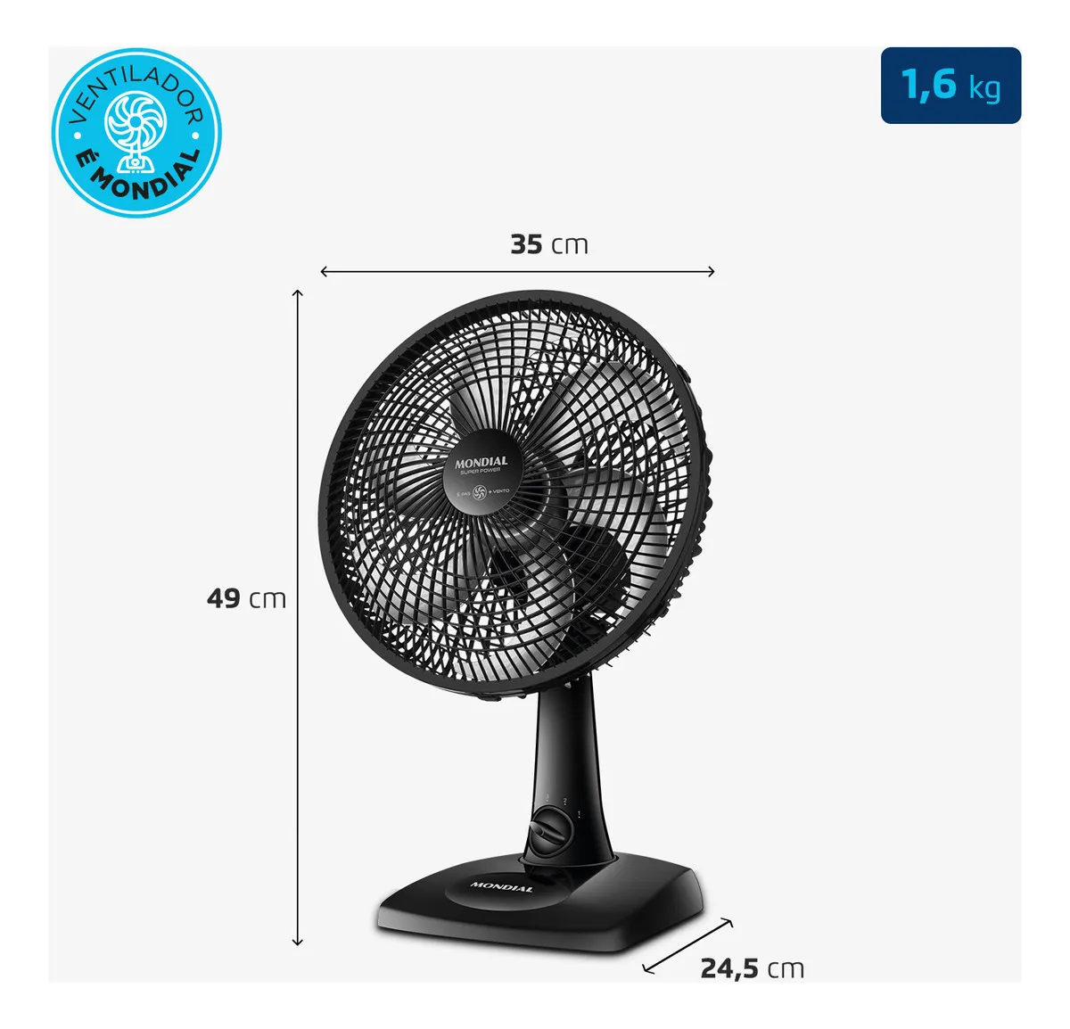 Ventilador de Mesa 30cm Super Power, Mondial, 60W 220v - Imagem 4