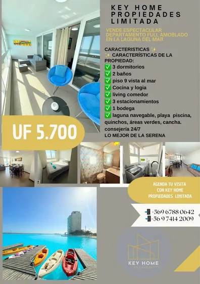 Espectacular Departamento Full Amoblado En La Laguna Del Mar