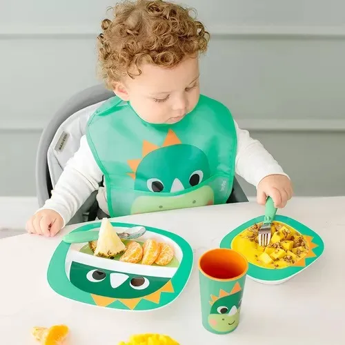 Pratinho Bowl Infantil Estampado Personagens Buba Cor Verde Dino