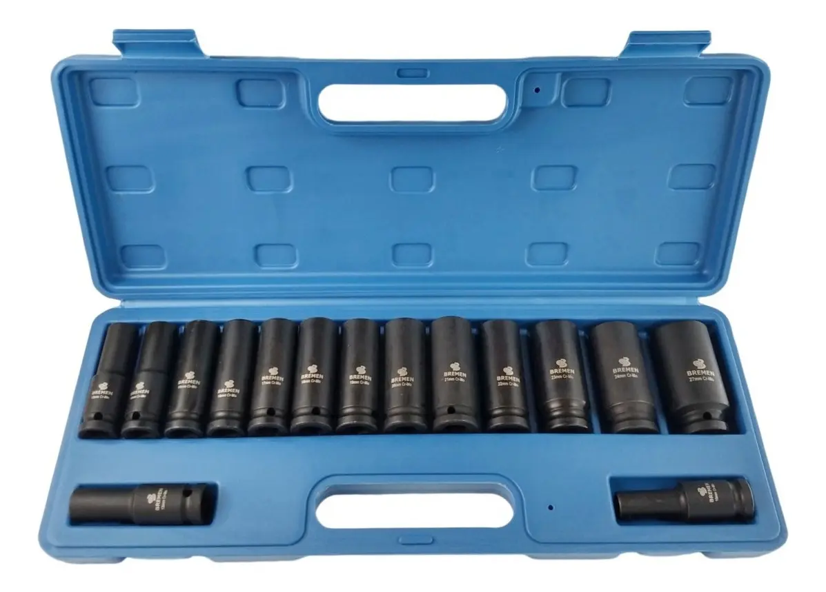 Kit Jogo De Soquete Longo De Impacto 1/2 15 Peças Bremen