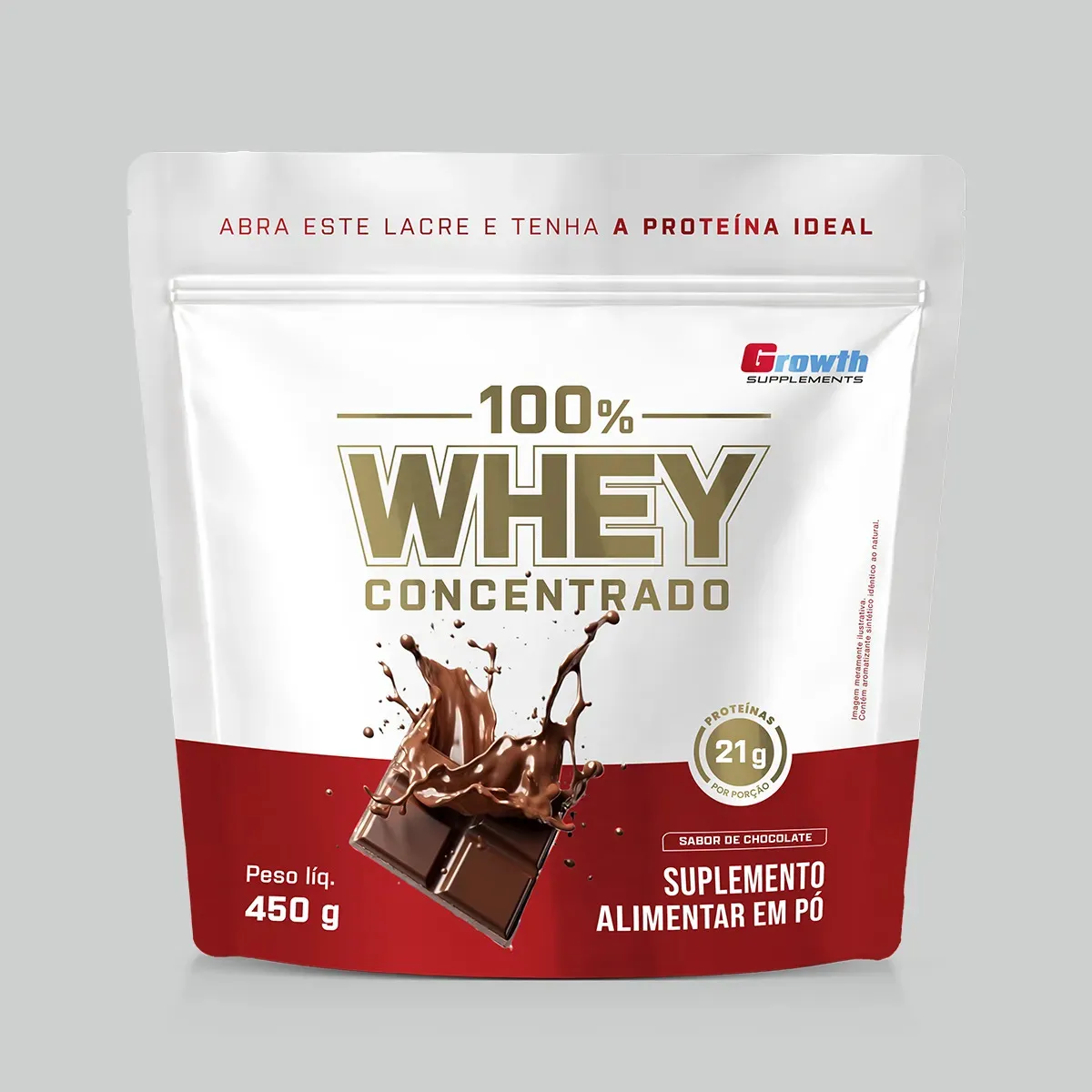 100% Whey Concentrado 450g Growth Supplements Chocolate