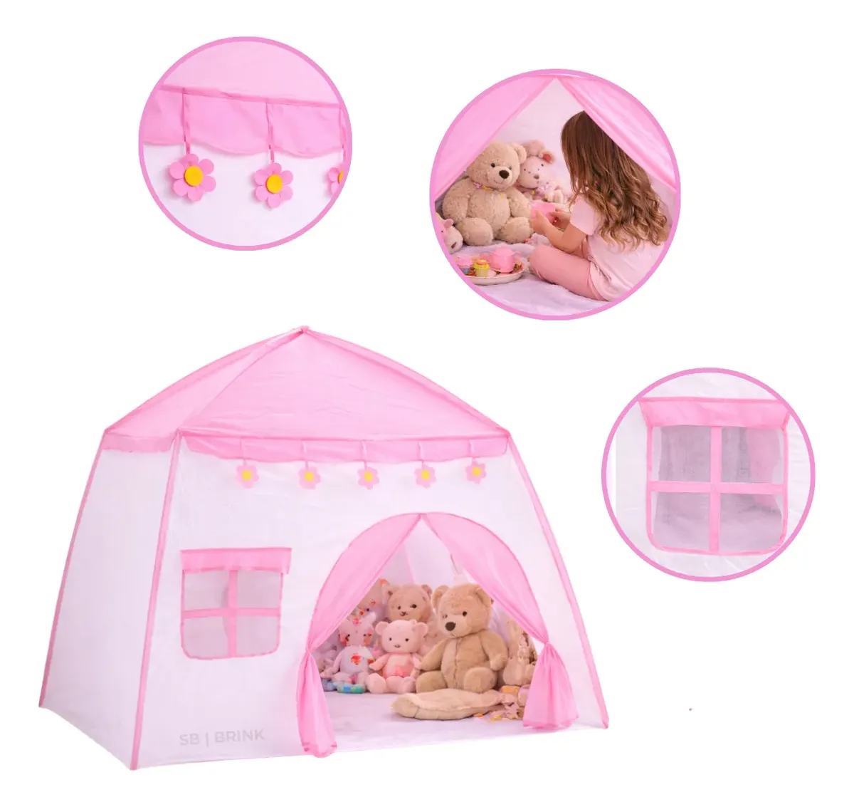 Barraca Tenda Cabana Infantil Toca Casinha  Rosa Menina