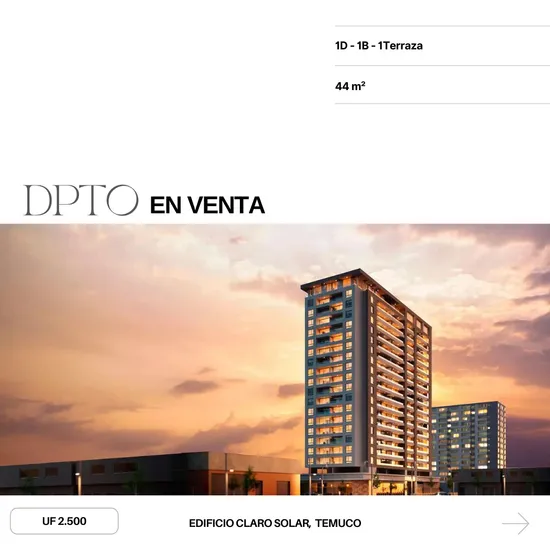 Departamento En Venta  Edificio Claro Solar