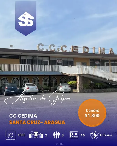 Inmobiliass Alquila, Lujoso Galpón De 1.000 M2. Dos (02) Oficinas Ejecutivas, Tres (03) Baños. Ubicado En Santa Cruz, Zona Industrial.