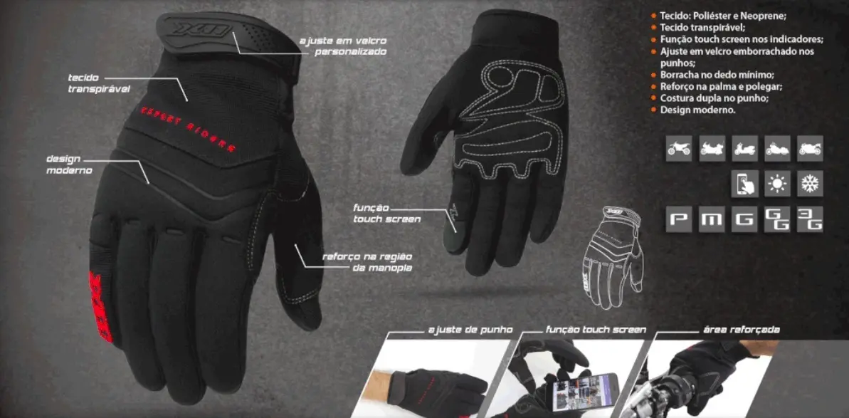 Luva Motoboy X11 Nitro Win Moto Touchscreen Tamanho P — foto 6