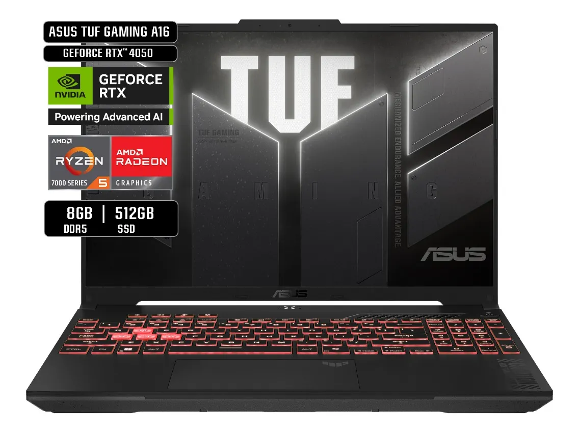 Laptop ASUS TUF Gaming A16 16" FHD AMD Ryzen 5 7535HS NVIDIA RTX 4050 8GB RAM 512GB SSD Gris en Mercado Libre