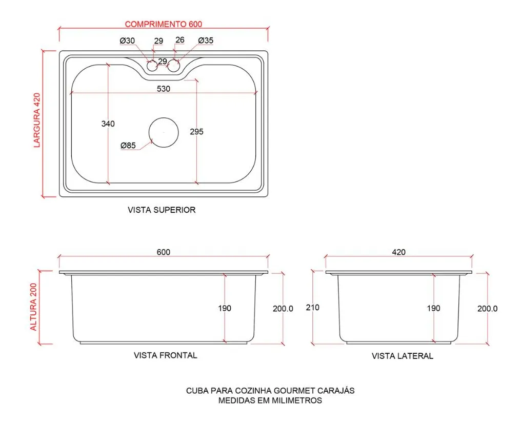 Cuba Gourmet de Cozinha 60x42cm em Aço Inox com Acessórios — foto 7
