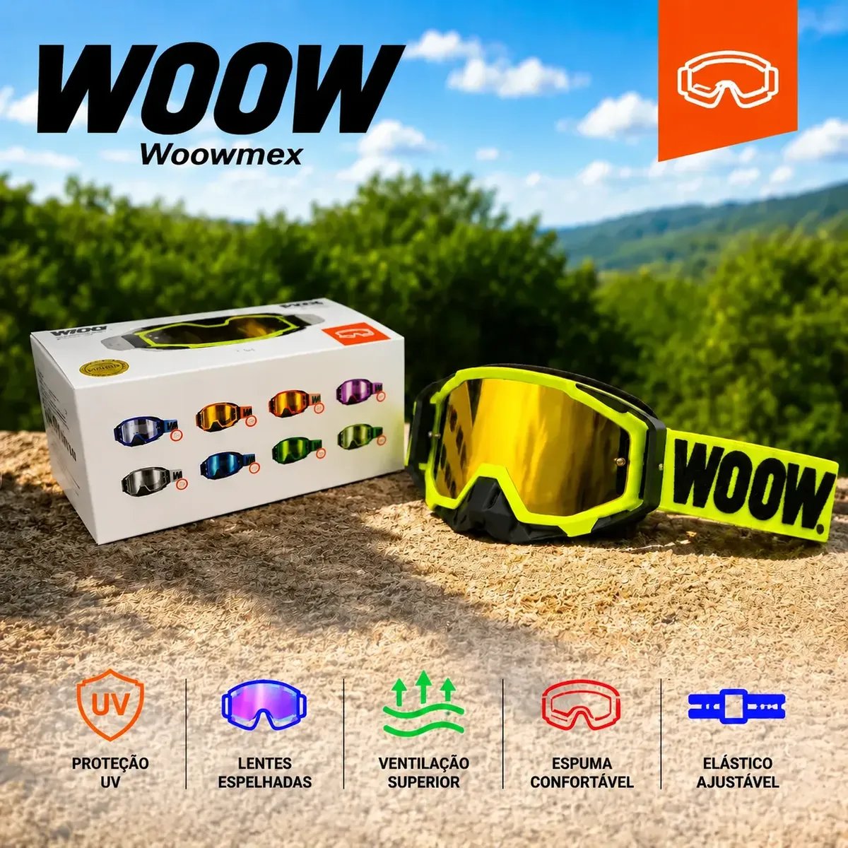 Óculos Motocross Trilha Off Road Proteção Uv Lente Espelhada