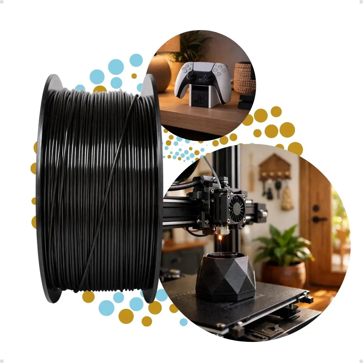Filamento De Impressora 3d PETG 1.75mm 1kg Cor Preto Brilho Premium Polimus 3D