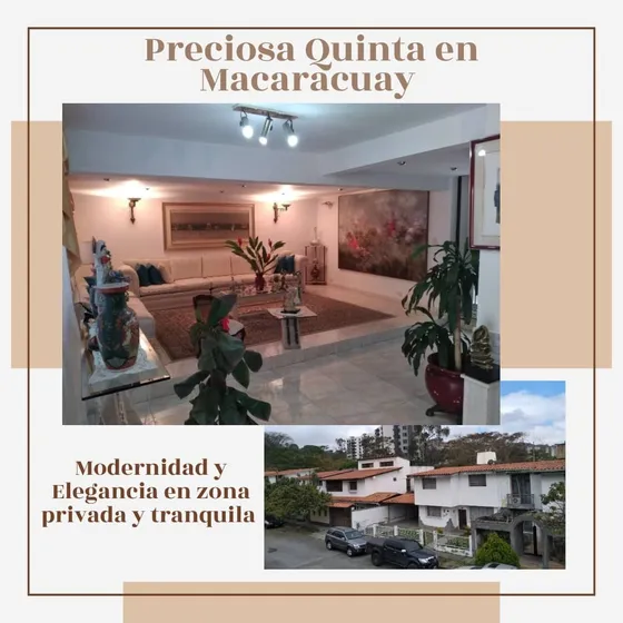 Bella Quinta En Alquiler Macaracuay, 300 M2, 3 Habitaciones, 4 Baños, 2 Puestos De Estacionamiento