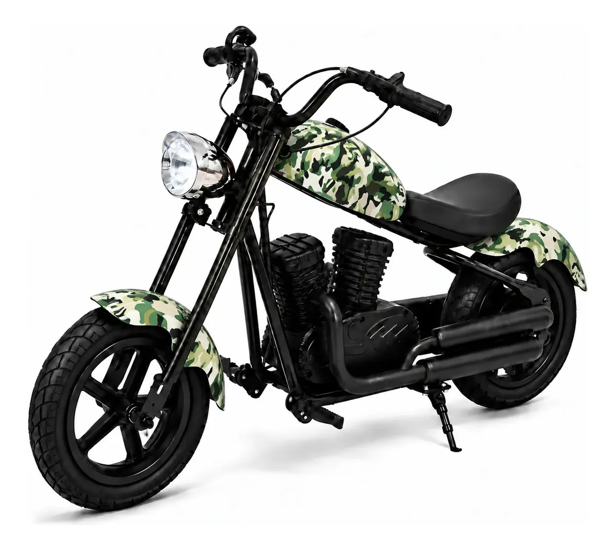 Moto Elétrica Foston X1 Infantil 24v 160w Bluetooth Chopper Camuflado