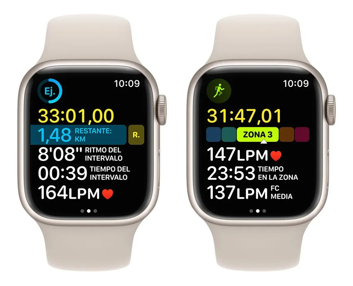 Imagen 6 de 10 de Apple Watch Series 8 GPS - Caja de aluminio blanco estelar 41 mm - Correa deportiva blanco estelar - Patrón