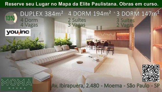 Alto Padrão - Moma Moema | Aptos 3 E 4 Dorms (147m², 194m² E 384m²) | Em Obras