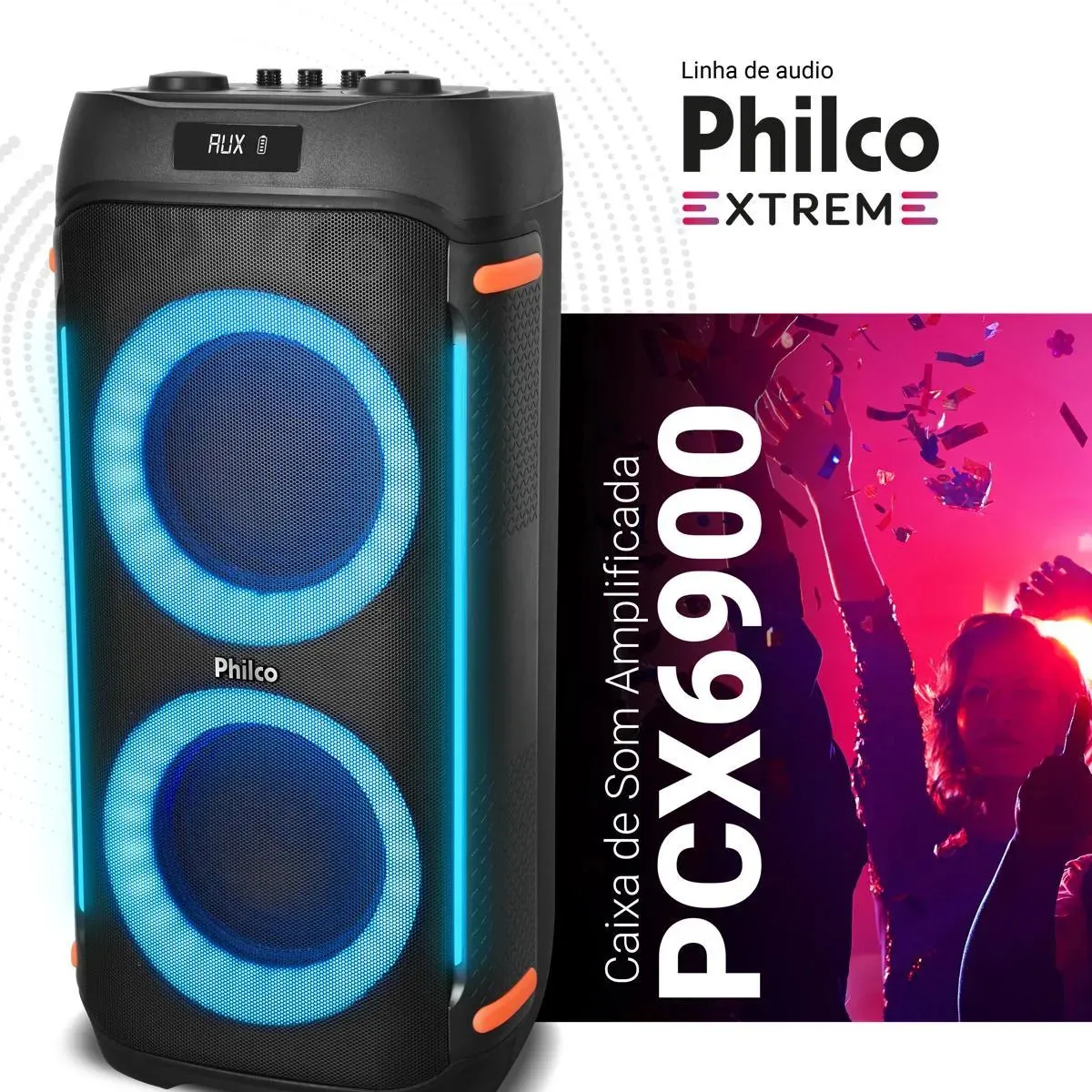 Caixa Som Philco Extreme 1200w Connection Tws Pcx6900 2 Mic Preto 127/220v