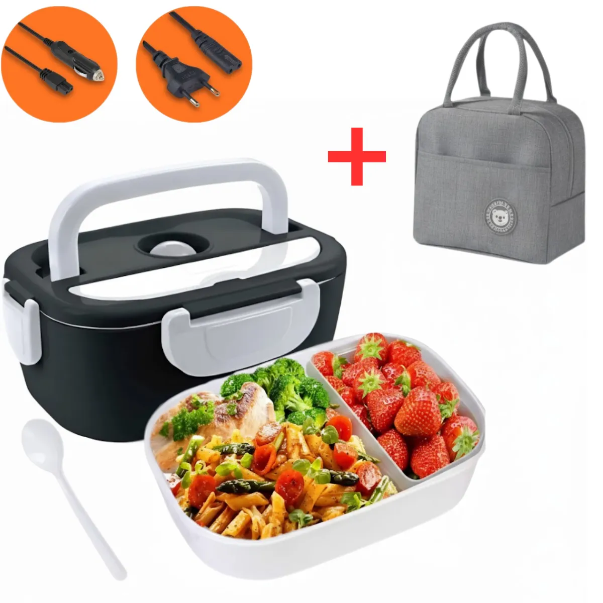 Marmita elétrica preta com bolsa térmica